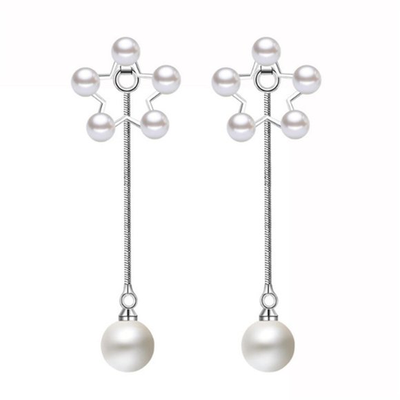 925 Sterling Silver Long Drop Dangle Earrings I724